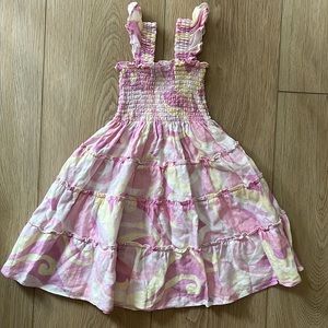 Hill House Girls Ellie Linen Smocked Nap Dress kaleidoscope